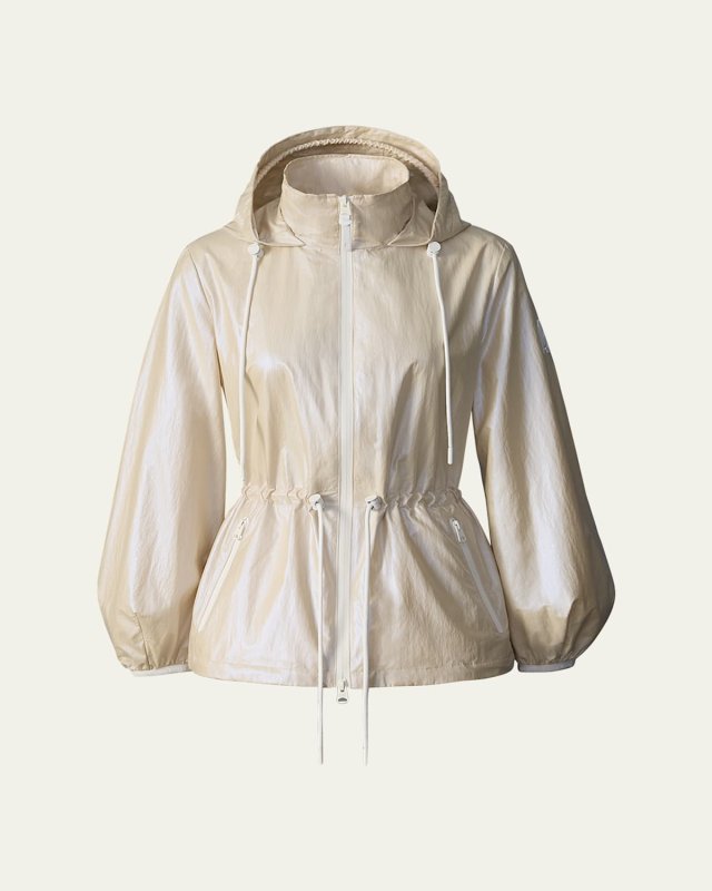 Isha Windproof Cinched Metallic Rain Jacket